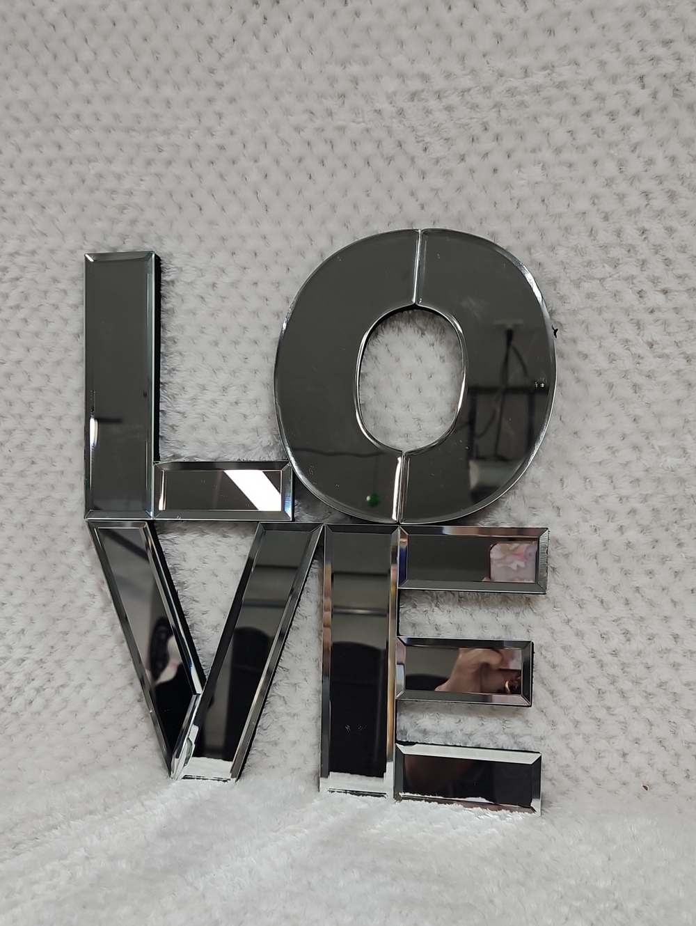 11.5"x12.5" tall mirror LOVE block hanging decor wall sign